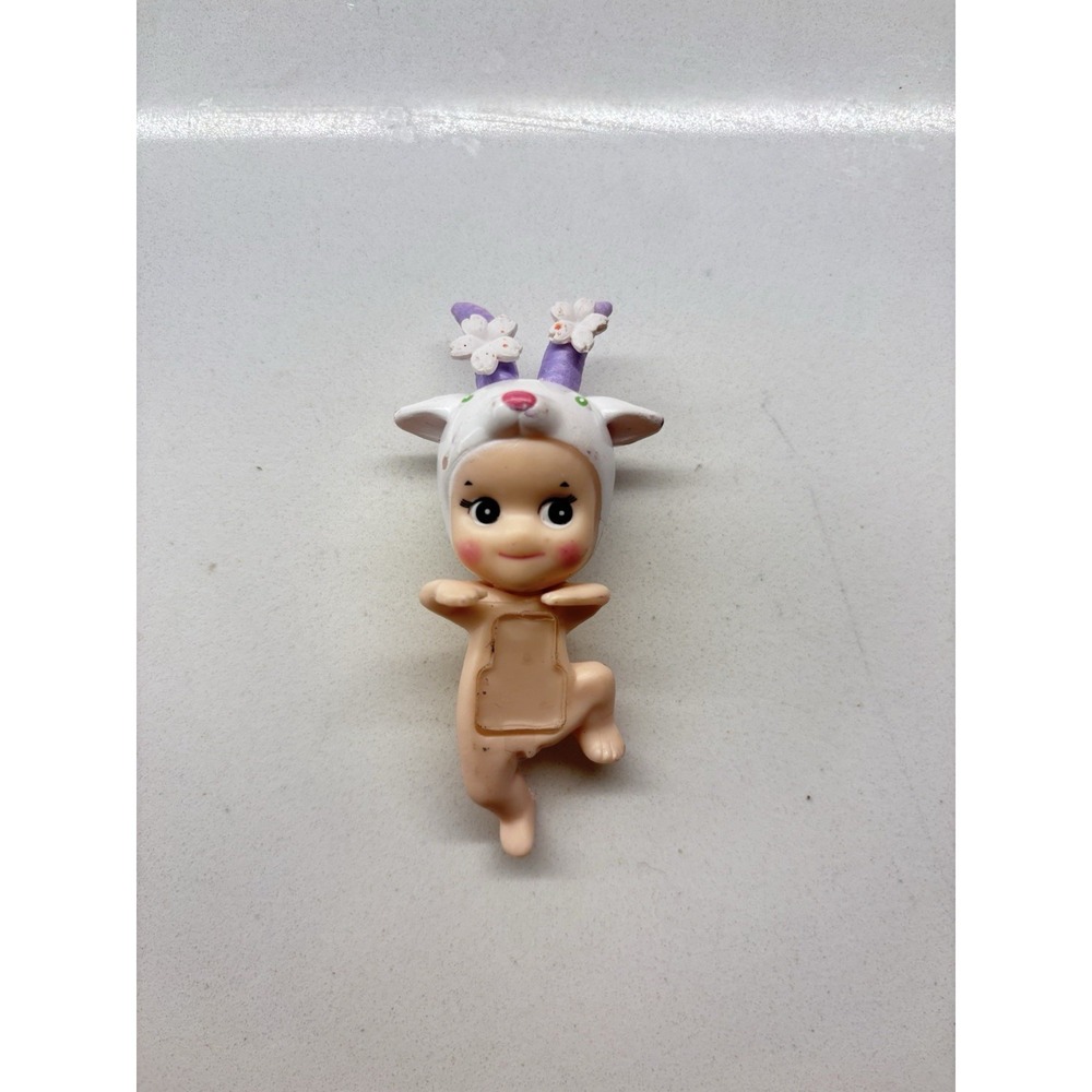 SONNY ANGEL Hippers 3" GOAT FIGURE w/WHT BLOSSOM Phone Charm NEW Adhesive cover